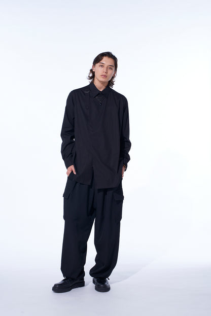 WASHER WOOL GABARDINE 2 TUCK CARGO PANTS