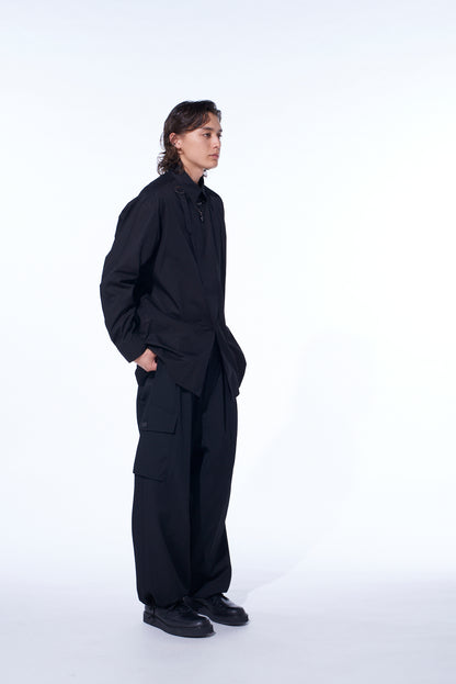 WASHER WOOL GABARDINE 2 TUCK CARGO PANTS