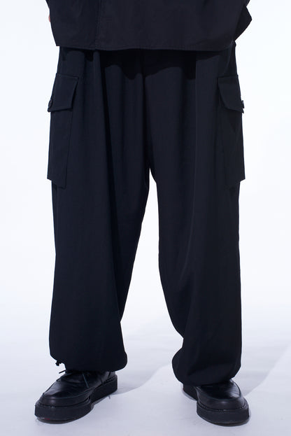WASHER WOOL GABARDINE 2 TUCK CARGO PANTS