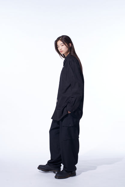 WASHER WOOL GABARDINE 2 TUCK CARGO PANTS