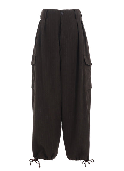 STRIPED SILK ANGORA WOOL 2 TUCK CARGO PANTS