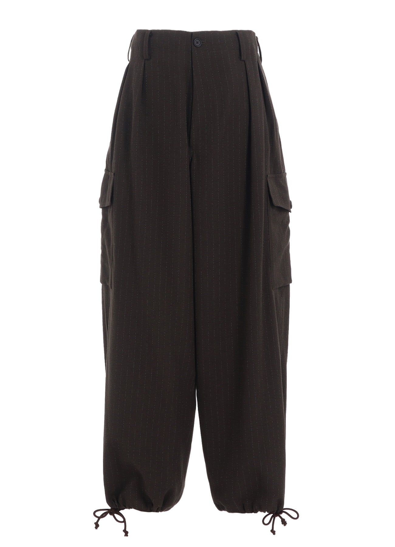 STRIPED SILK ANGORA WOOL 2 TUCK CARGO PANTS