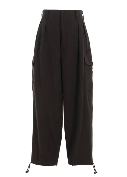 STRIPED SILK ANGORA WOOL 2 TUCK CARGO PANTS