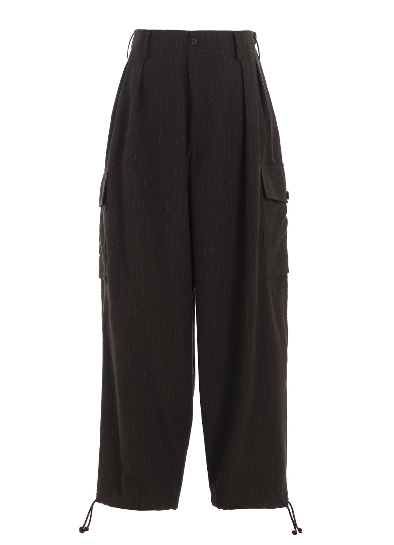 STRIPED SILK ANGORA WOOL 2 TUCK CARGO PANTS