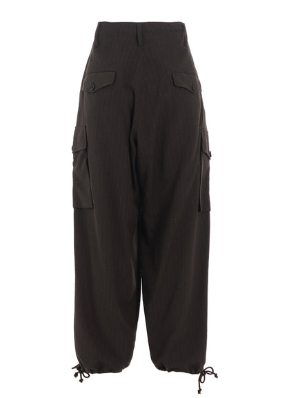 STRIPED SILK ANGORA WOOL 2 TUCK CARGO PANTS
