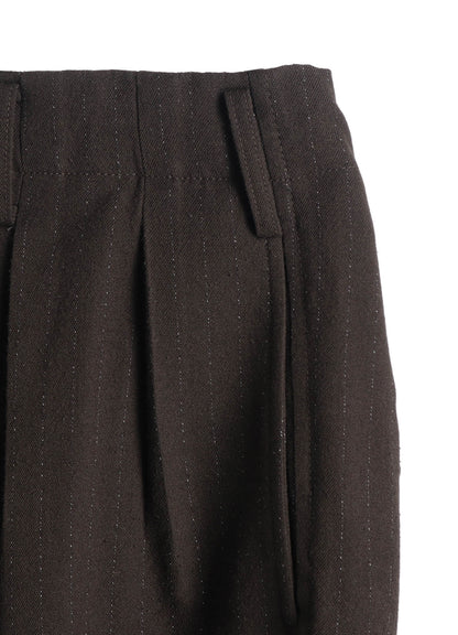 STRIPED SILK ANGORA WOOL 2 TUCK CARGO PANTS