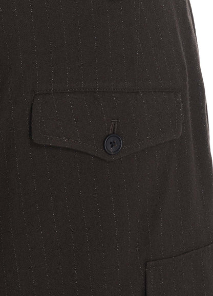 STRIPED SILK ANGORA WOOL 2 TUCK CARGO PANTS