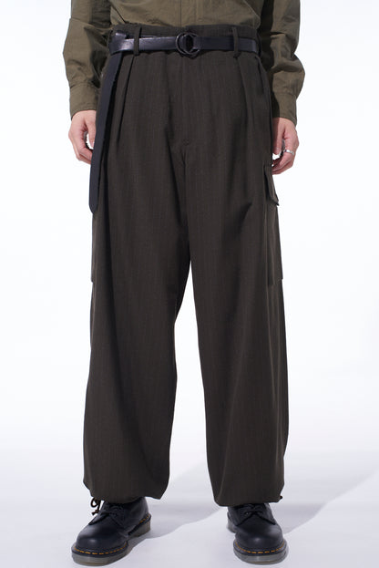 STRIPED SILK ANGORA WOOL 2 TUCK CARGO PANTS