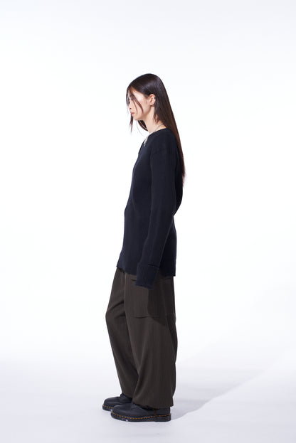 STRIPED SILK ANGORA WOOL 2 TUCK CARGO PANTS