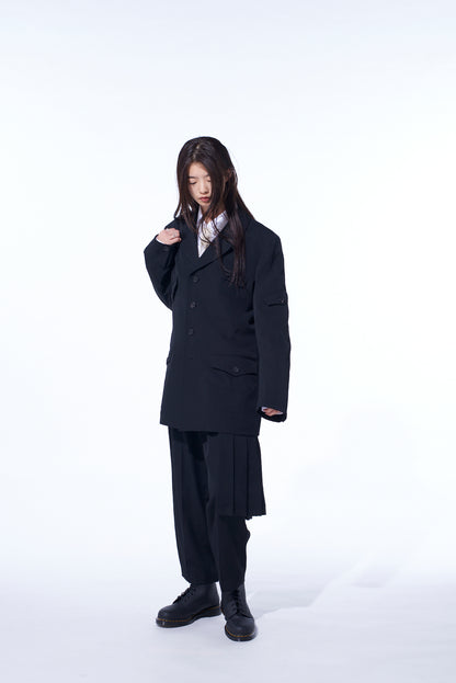 WASHER WOOL GABARDINE SKIRTED WRAP PANTS