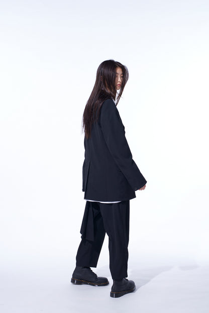 WASHER WOOL GABARDINE SKIRTED WRAP PANTS