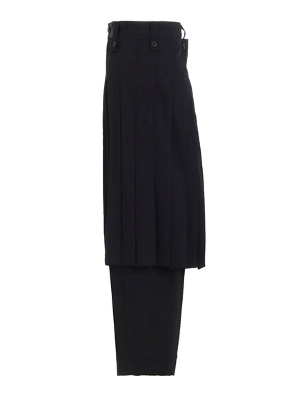 WASHER WOOL GABARDINE SKIRTED WRAP PANTS