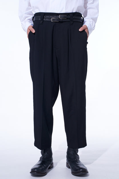 WASHER WOOL GABARDINE SKIRTED WRAP PANTS