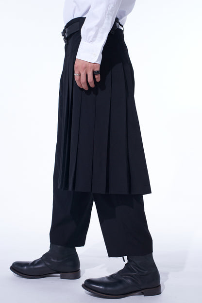 WASHER WOOL GABARDINE SKIRTED WRAP PANTS