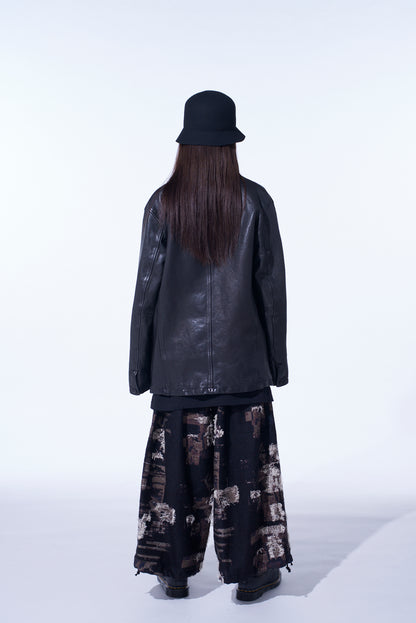 PATCHWORK CUT JACQUARD BALLOON PANTS