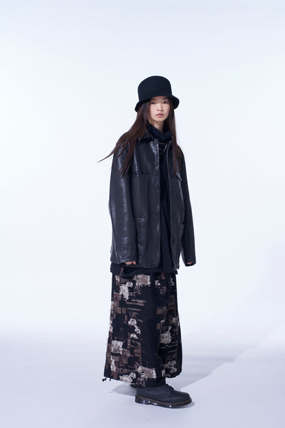 PATCHWORK CUT JACQUARD BALLOON PANTS
