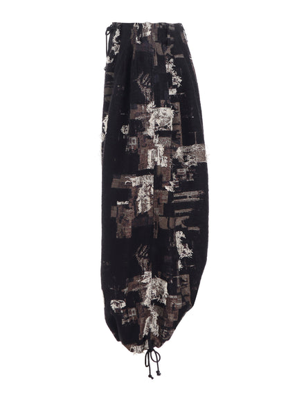 PATCHWORK CUT JACQUARD BALLOON PANTS