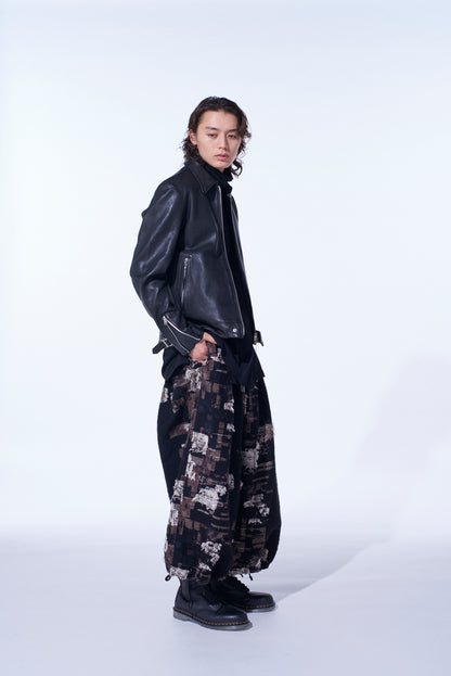 PATCHWORK CUT JACQUARD BALLOON PANTS