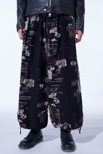 PATCHWORK CUT JACQUARD BALLOON PANTS