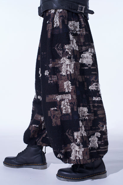 PATCHWORK CUT JACQUARD BALLOON PANTS