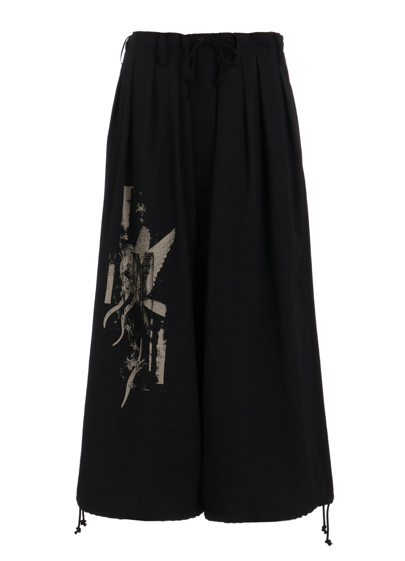 WASHER WOOL GABARDINE PRINT EMBROIDERY BALLOON PANTS