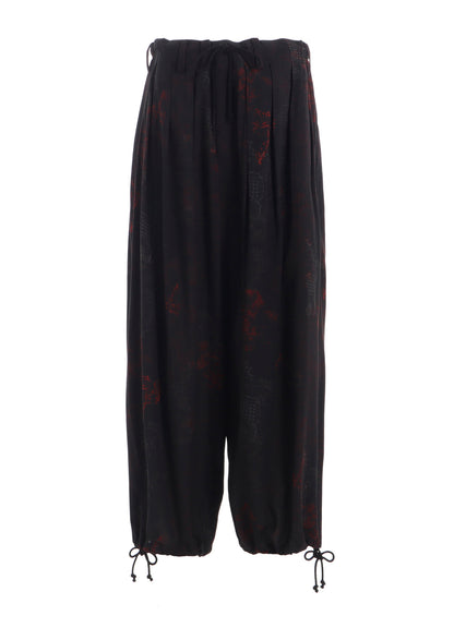 RAYON CRIMSON LACE PRINT BALLOON PANTS
