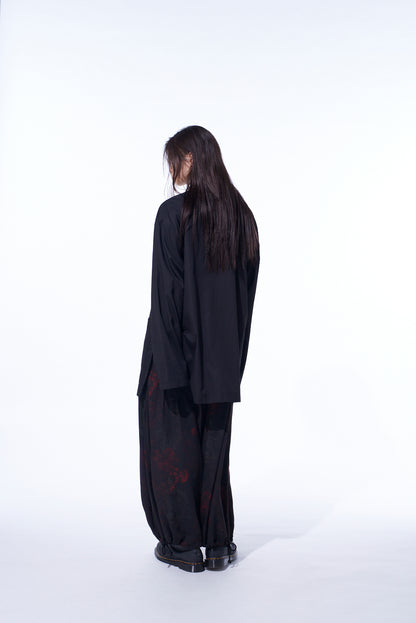 RAYON CRIMSON LACE PRINT BALLOON PANTS