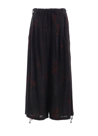 RAYON CRIMSON LACE PRINT BALLOON PANTS
