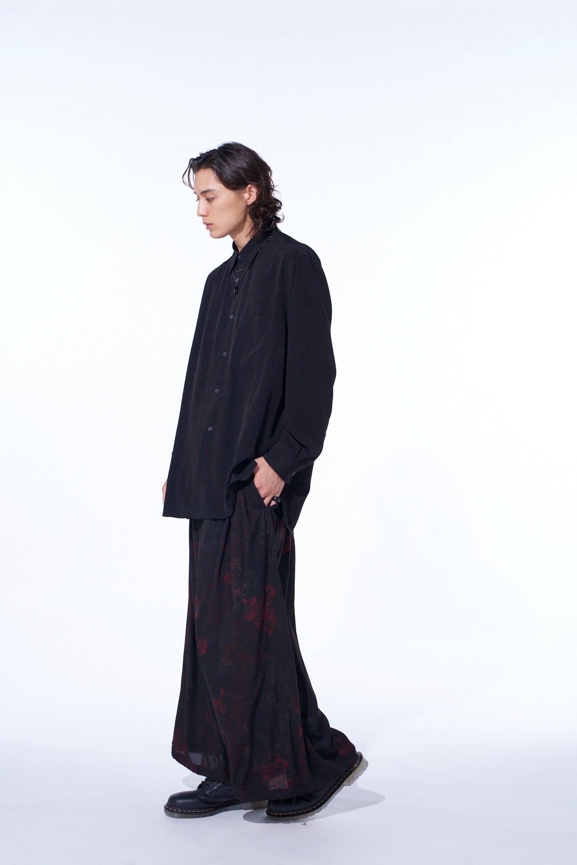 RAYON CRIMSON LACE PRINT BALLOON PANTS