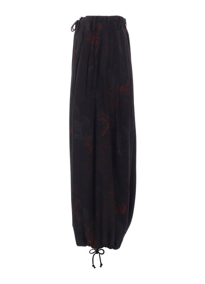 RAYON CRIMSON LACE PRINT BALLOON PANTS