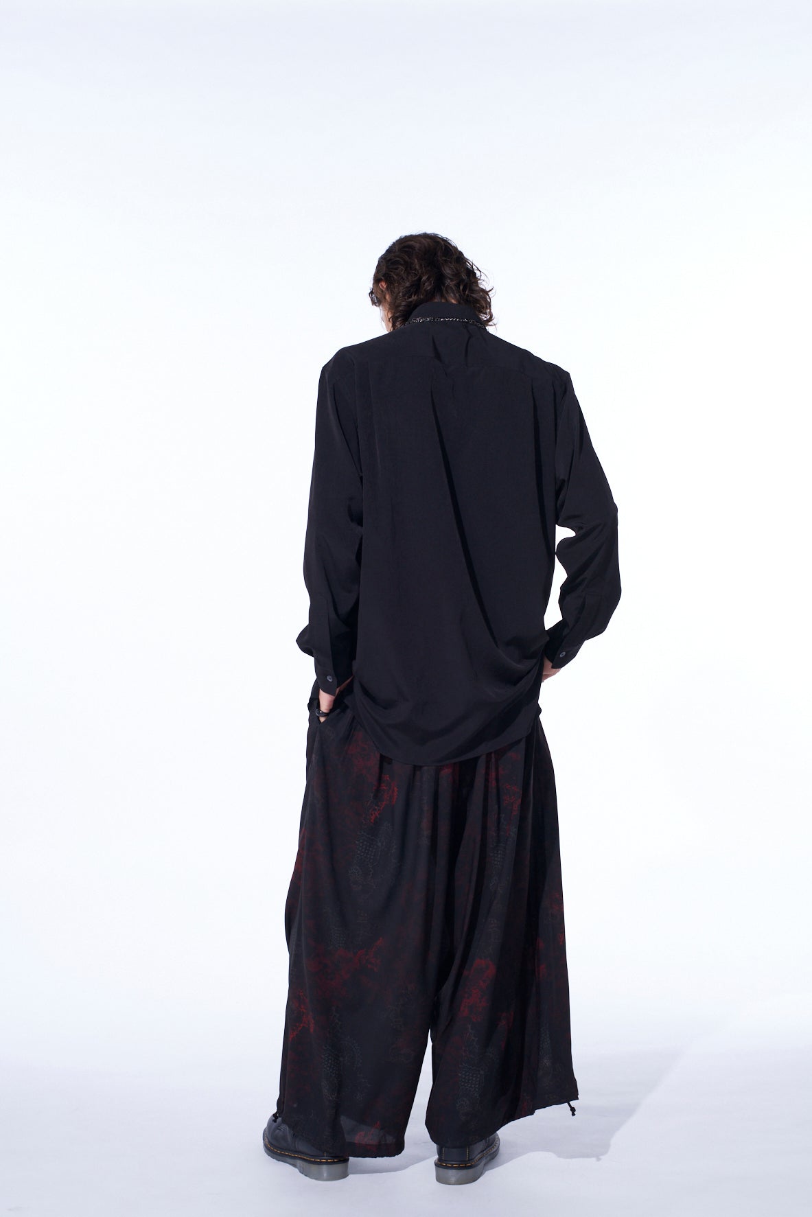 RAYON CRIMSON LACE PRINT BALLOON PANTS