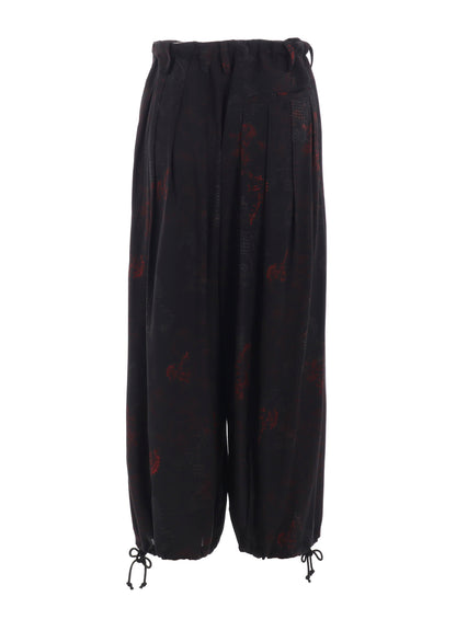 RAYON CRIMSON LACE PRINT BALLOON PANTS