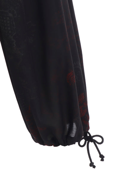 RAYON CRIMSON LACE PRINT BALLOON PANTS