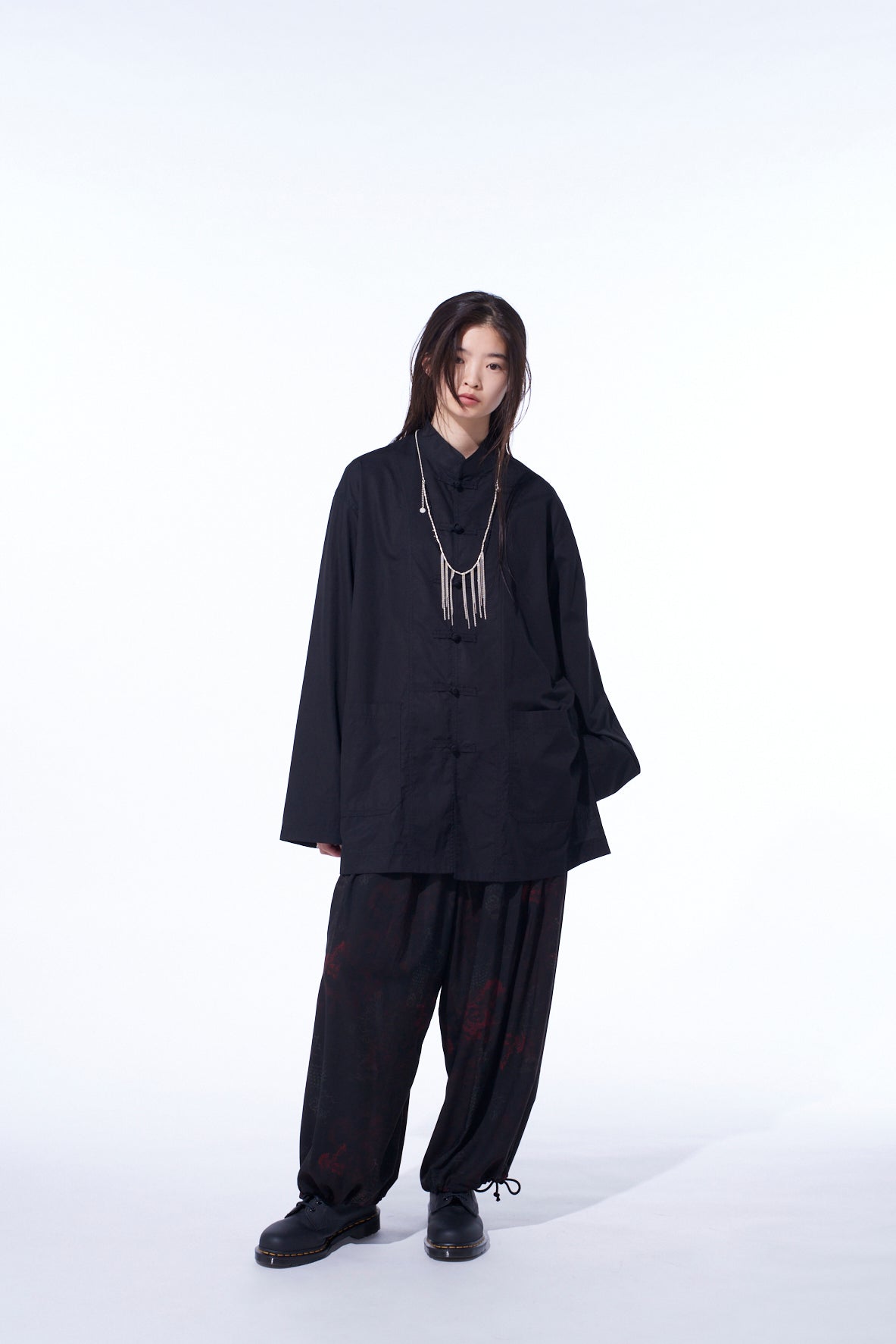 RAYON CRIMSON LACE PRINT BALLOON PANTS
