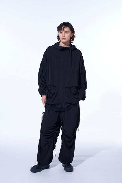 CREPE de CHINE SHIRRING WIDE PANTS