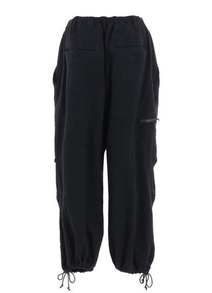 WOOL GAUZE KNEE TUCK PANTS