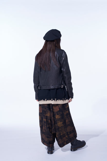 CHECK JACQUARD WIDE SAROUEL PANTS