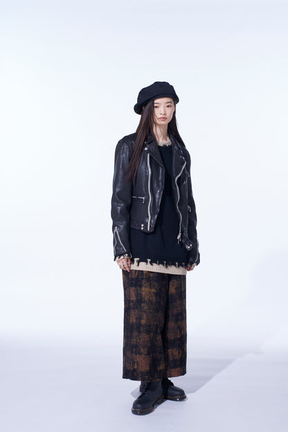 CHECK JACQUARD WIDE SAROUEL PANTS