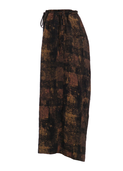 CHECK JACQUARD WIDE SAROUEL PANTS