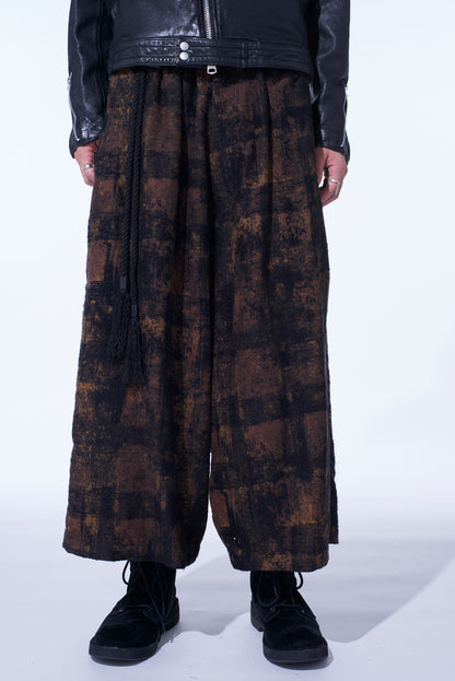 CHECK JACQUARD WIDE SAROUEL PANTS