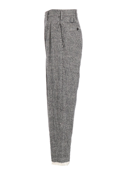 GLEN CHECK CUT-OUT HEM PANTS