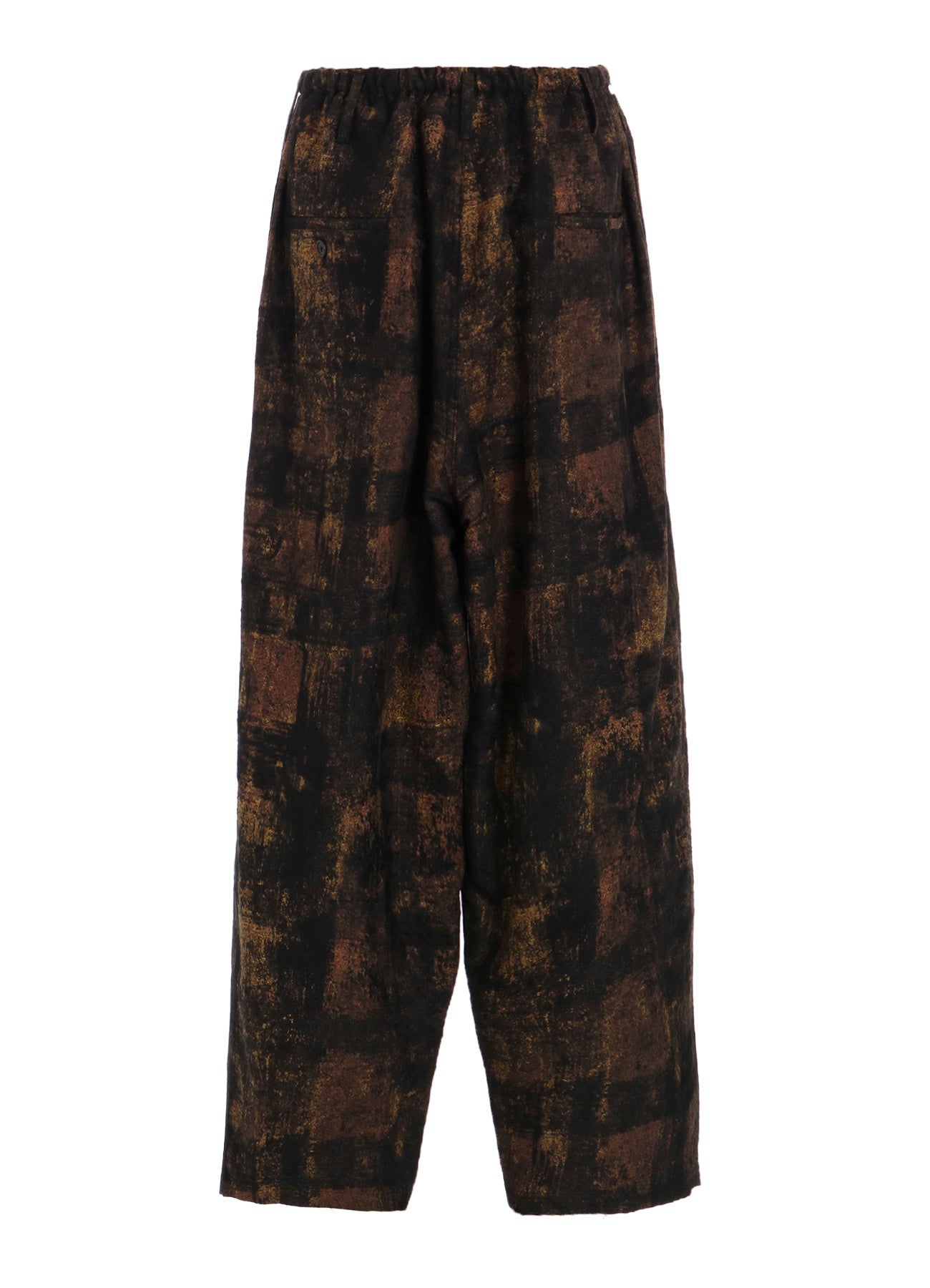 CHECK JACQUARD WAIST-STRING WIDE PANTS