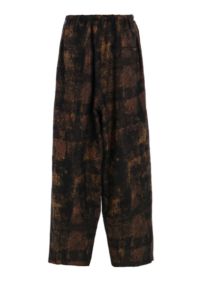 CHECK JACQUARD WAIST-STRING WIDE PANTS