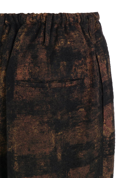 CHECK JACQUARD WAIST-STRING WIDE PANTS