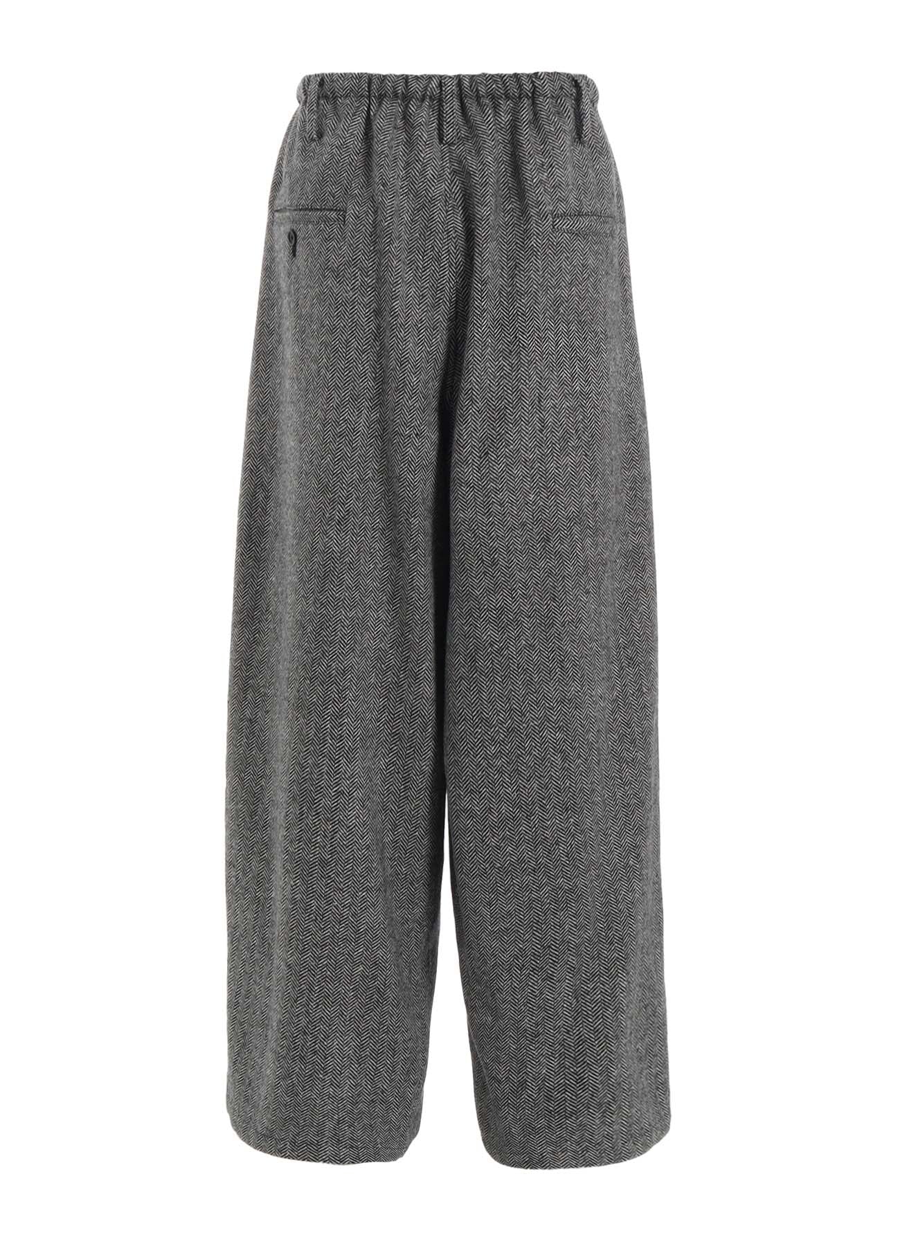 HERRINGBONE TWEED WAIST-STRING WIDE PANTS