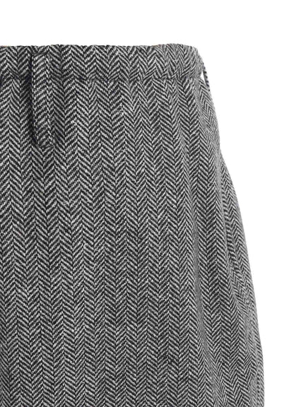 HERRINGBONE TWEED WAIST-STRING WIDE PANTS