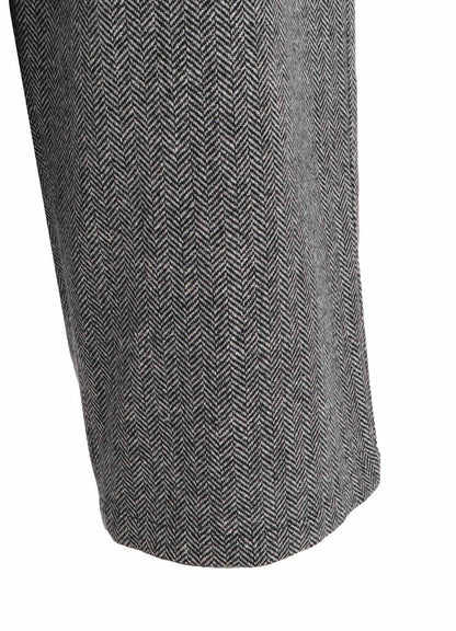 HERRINGBONE TWEED WAIST-STRING WIDE PANTS