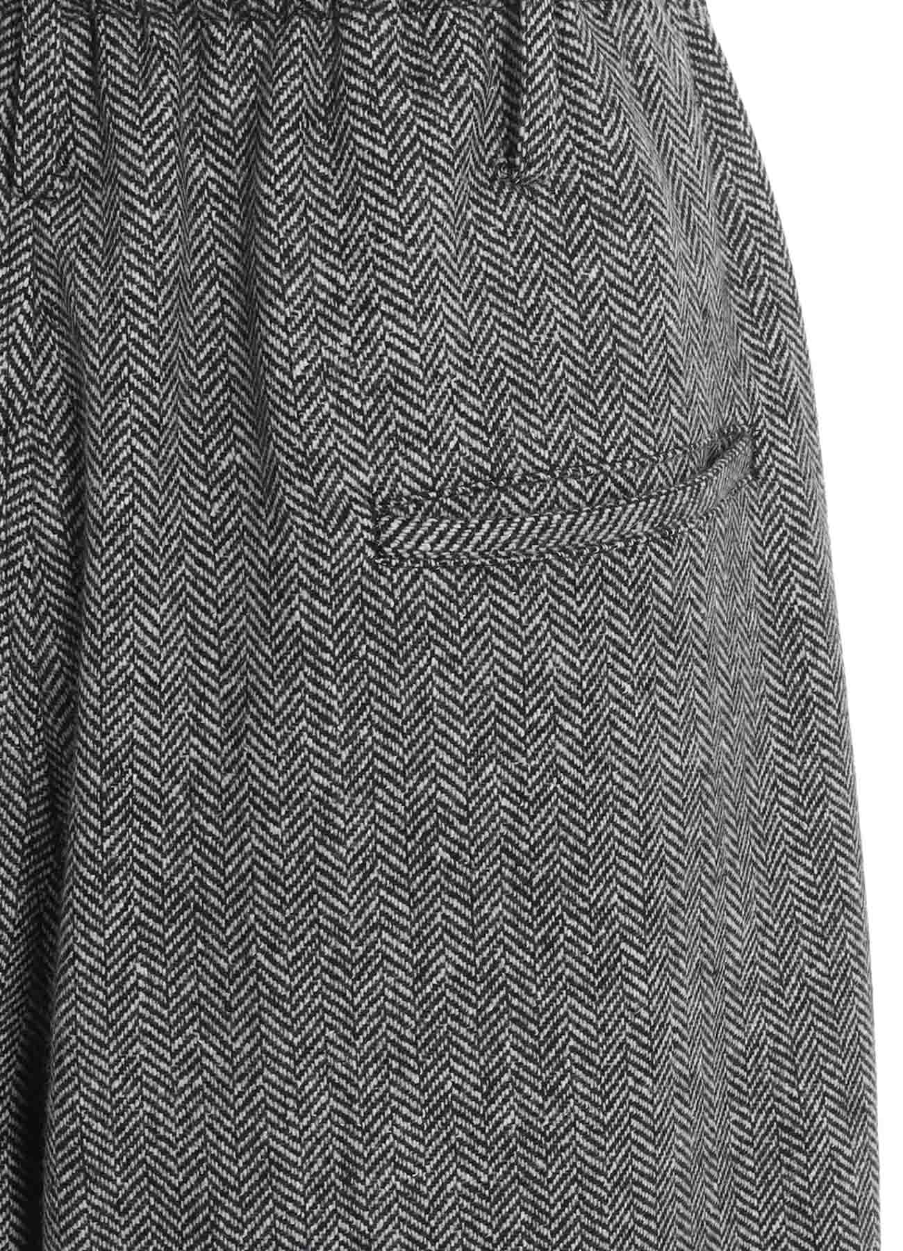 HERRINGBONE TWEED WAIST-STRING WIDE PANTS