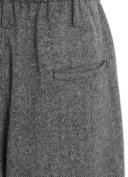 HERRINGBONE TWEED WAIST-STRING WIDE PANTS