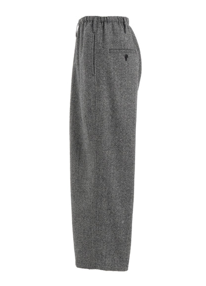 HERRINGBONE TWEED WAIST-STRING WIDE PANTS